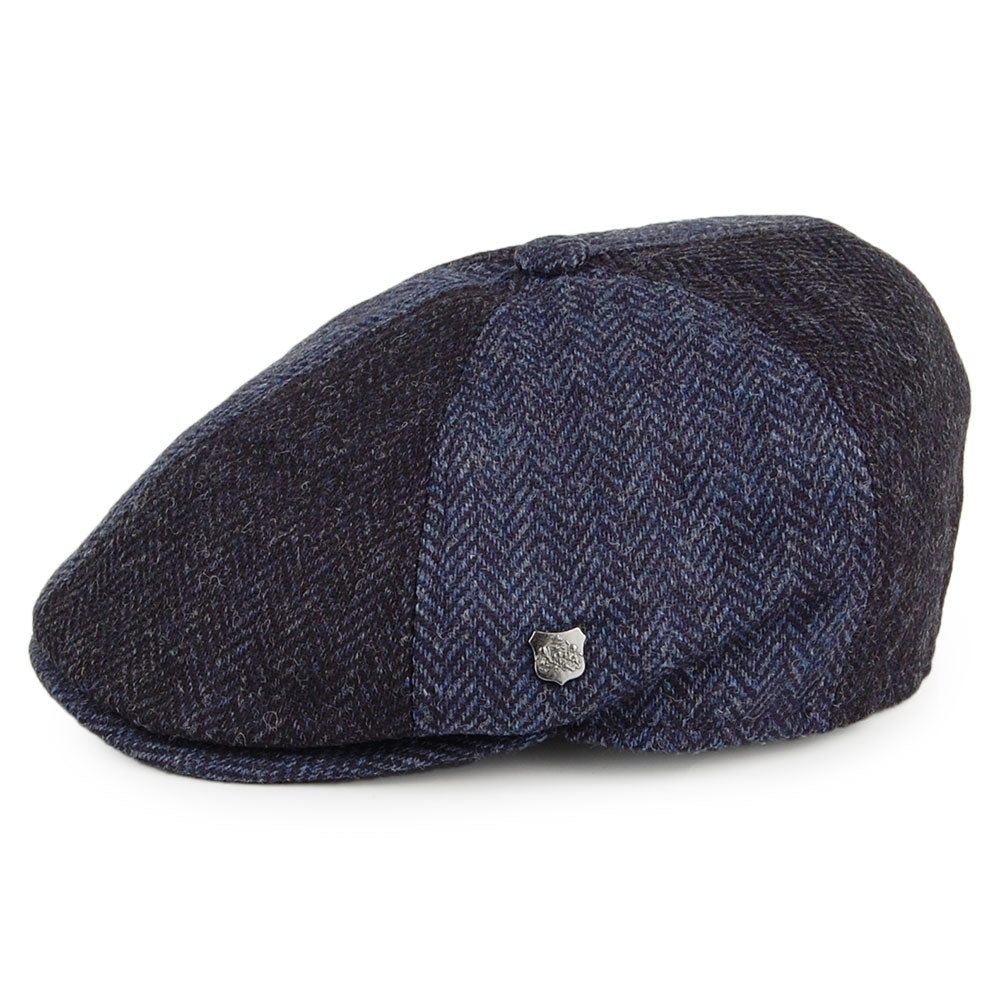 Gorra Newsboy Hoxton 2-Tone de lana diseño de espiga de Failsworth - Azul Marino-Azul