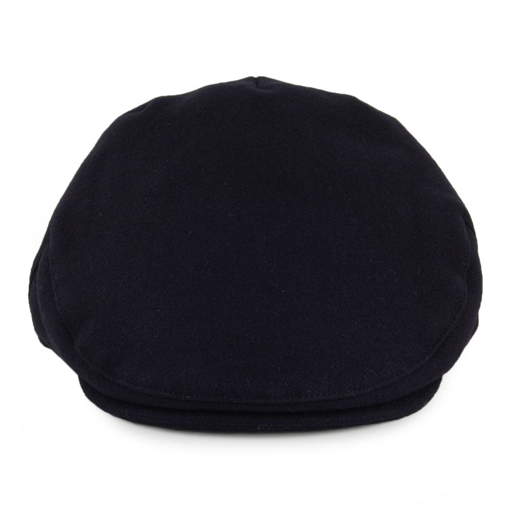 Gorra plana Balmoral de lana melton de Christys - Azul Marino