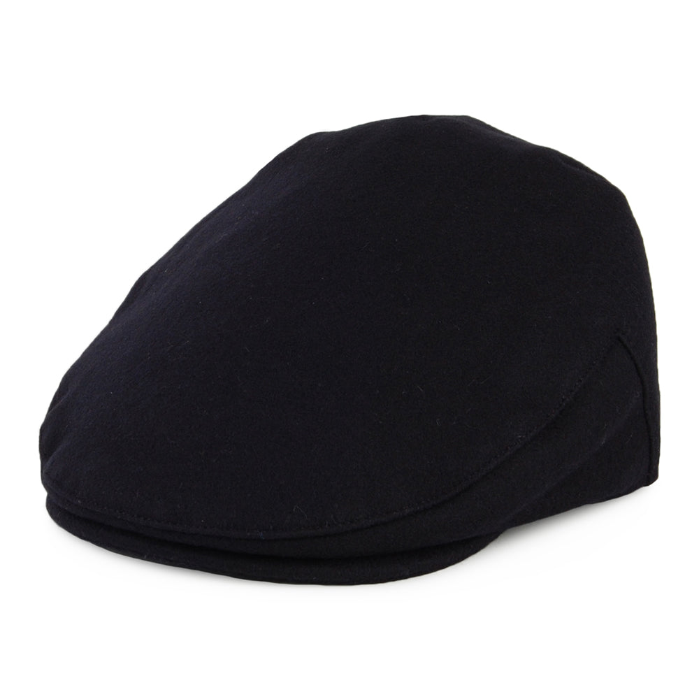 Gorra plana Balmoral de lana melton de Christys - Azul Marino