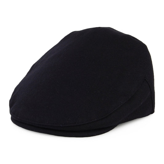 Gorra plana Balmoral de lana melton de Christys - Azul Marino