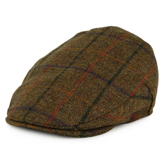 Gorra plana Country Tweed de Christys - Verde Oliva-Marrón