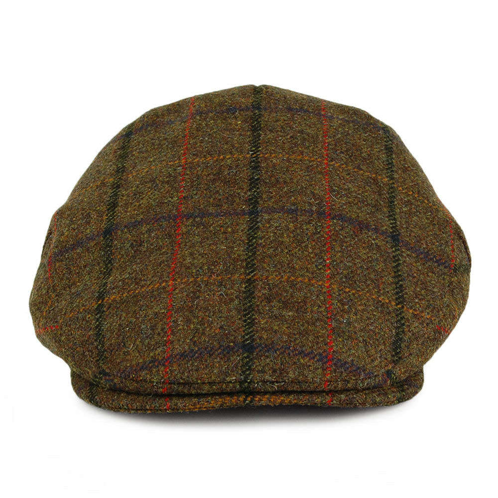 Gorra plana Country Tweed de Christys - Verde Oliva-Marrón
