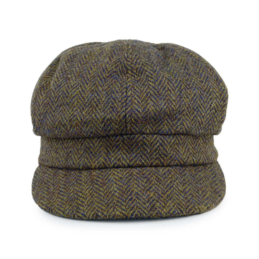 Gorra Baker Boy Gabby de HARRIS TWEED diseño de espiga de Failsworth - Verde-Multi