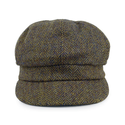 Gorra Baker Boy Gabby de HARRIS TWEED diseño de espiga de Failsworth - Verde-Multi