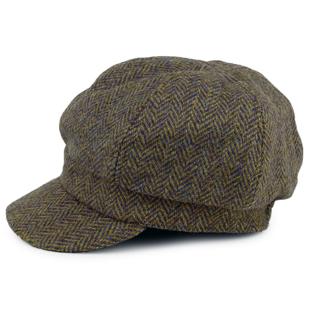 Gorra Baker Boy Gabby de HARRIS TWEED diseño de espiga de Failsworth - Verde-Multi
