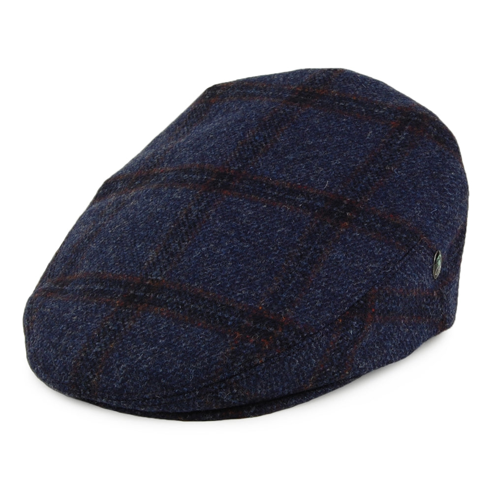 Gorra plana de lana virgen inglesa a cuadros de City Sport - Azul