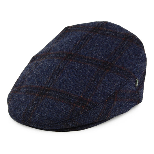 Gorra plana de lana virgen inglesa a cuadros de City Sport - Azul