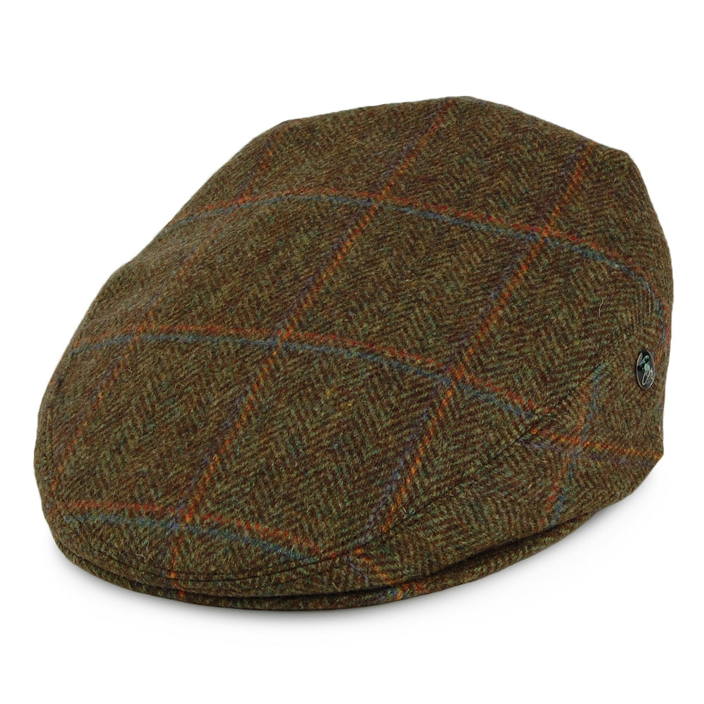 Gorra plana de lana virgen inglesa a cuadros de City Sport - Salvia
