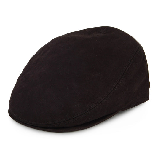 Gorra plana de cuero de gamuza de City Sport - Negro