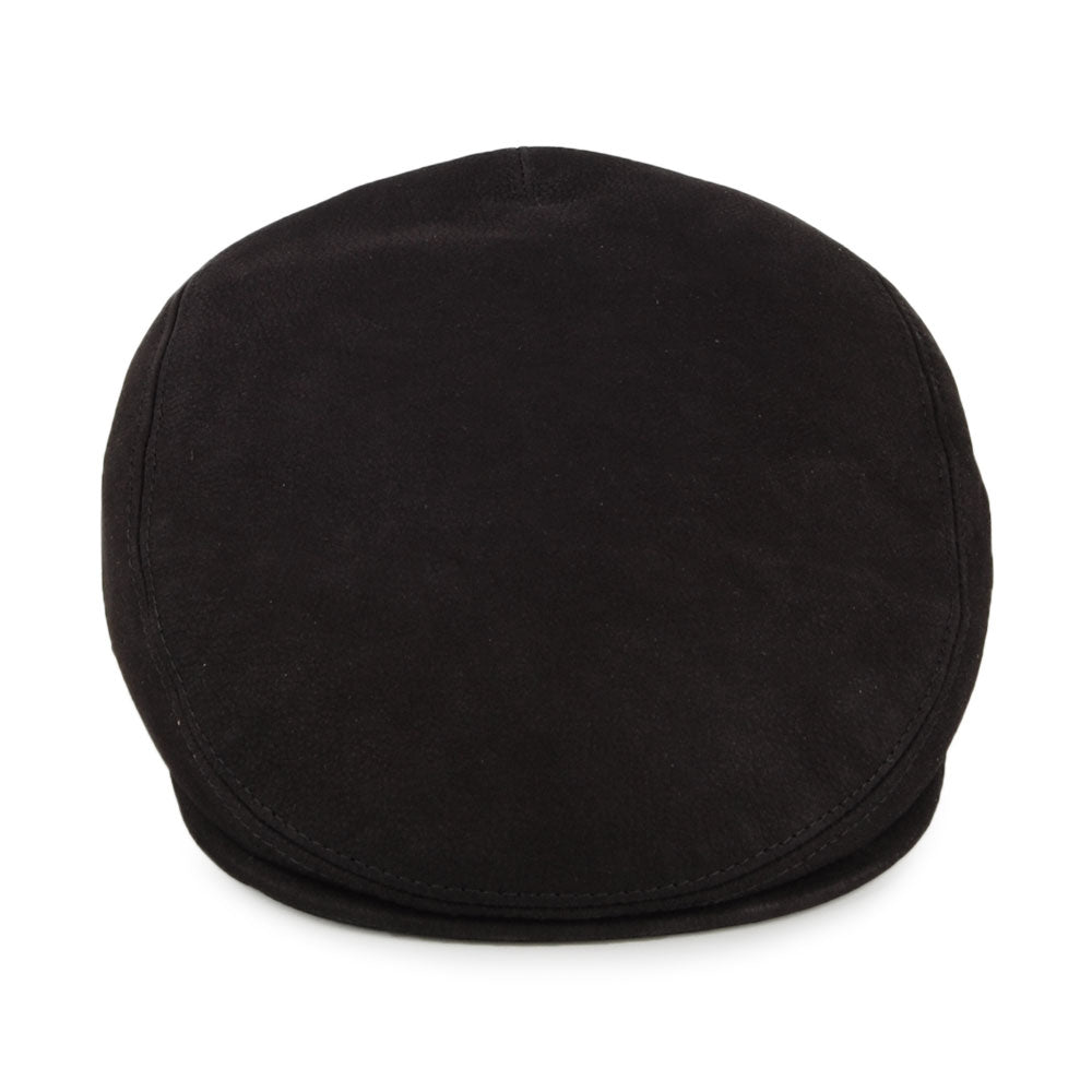 Gorra plana de cuero de gamuza de City Sport - Negro