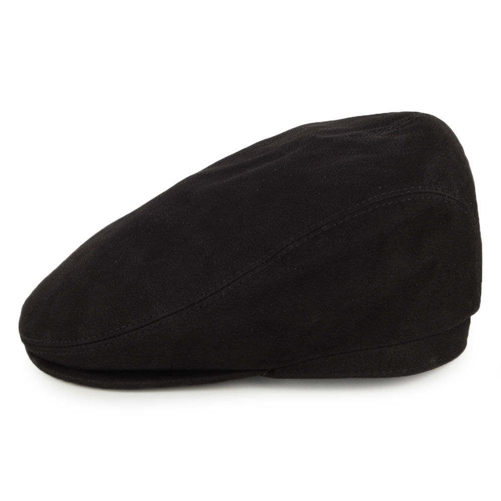 Gorra plana de cuero de gamuza de City Sport - Negro