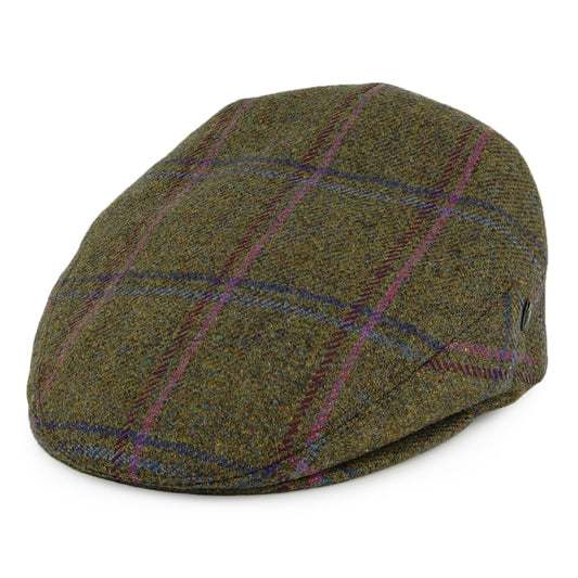 Gorra plana Saxony de lana británica a cuadros de City Sport - Verde Musgo