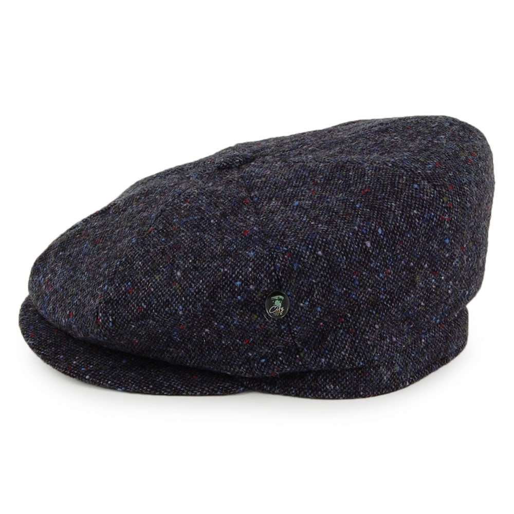 Gorra Newsboy de Tweed Donegal de City Sport - Azul Marino y Mezcla de tonalidades