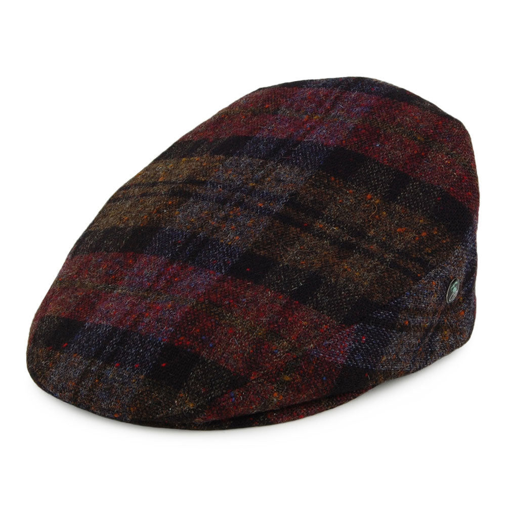 Gorra Newsboy de Tweed Donegal de City Sport - Rojo Burdeos-Negro