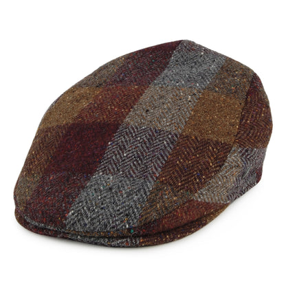 Gorra plana Patch de Tweed Donegal de City Sport - Marrón-Rojo Burdeos