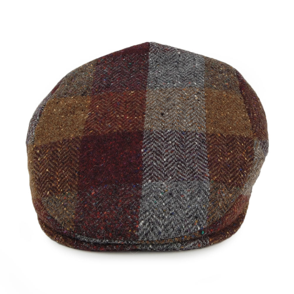 Gorra plana Patch de Tweed Donegal de City Sport - Marrón-Rojo Burdeos