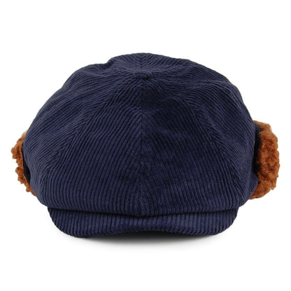 Gorra Newsboy Brood con orejeras de pana de Brixton - Azul Marino