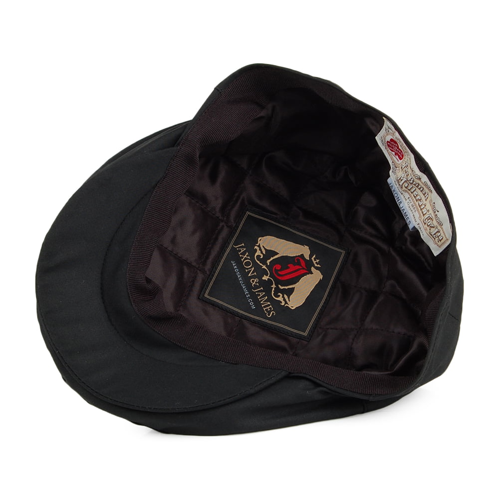 Gorra plana British Millerain de algodón encerado de Jaxon & James - Negro
