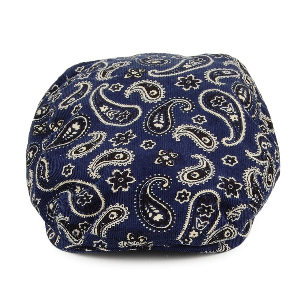 Gorra plana Fantasy de pana de algodón estampado cachemira de Carlos Santana - Azul Marino y Mezcla de tonalidades