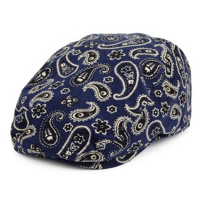 Gorra plana Fantasy de pana de algodón estampado cachemira de Carlos Santana - Azul Marino y Mezcla de tonalidades