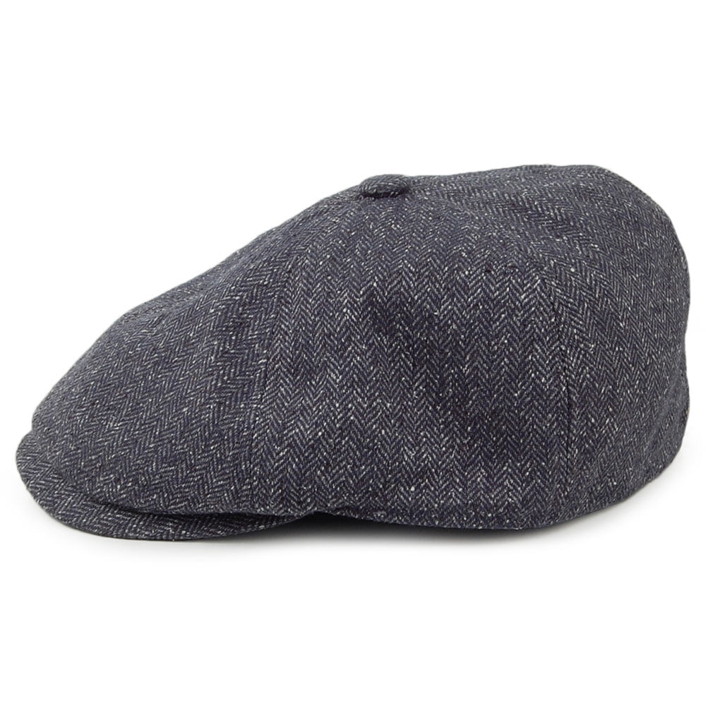 Gorra Newsboy Hudson de mezcla de seda diseño de espiga de Failsworth - Mezcla de Negros