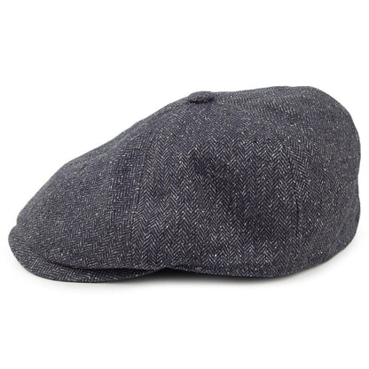 Gorra Newsboy Hudson de mezcla de seda diseño de espiga de Failsworth - Mezcla de Negros