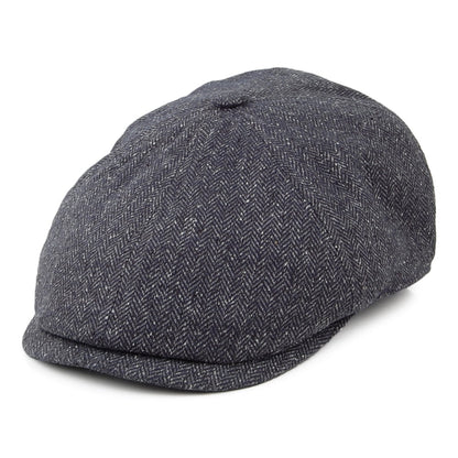 Gorra Newsboy Hudson de mezcla de seda diseño de espiga de Failsworth - Mezcla de Negros
