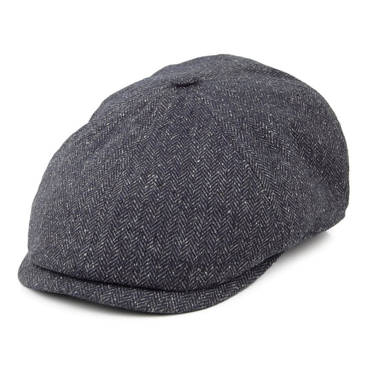 Gorra Newsboy Hudson de mezcla de seda diseño de espiga de Failsworth - Mezcla de Negros