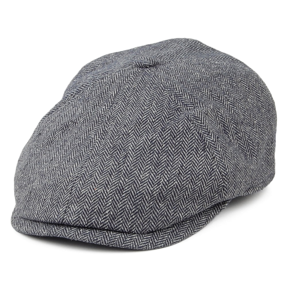 Gorra Newsboy Hudson de mezcla de seda diseño de espiga de Failsworth - Gris