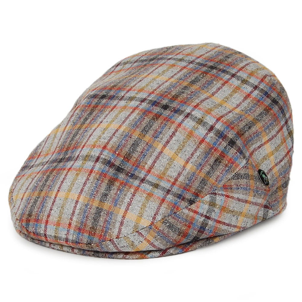 Gorra plana de lino-seda a cuadros de City Sport - Multicolor
