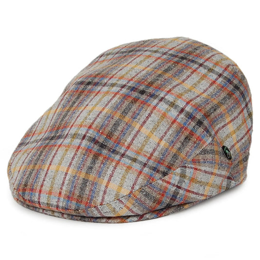 Gorra plana de lino-seda a cuadros de City Sport - Multicolor