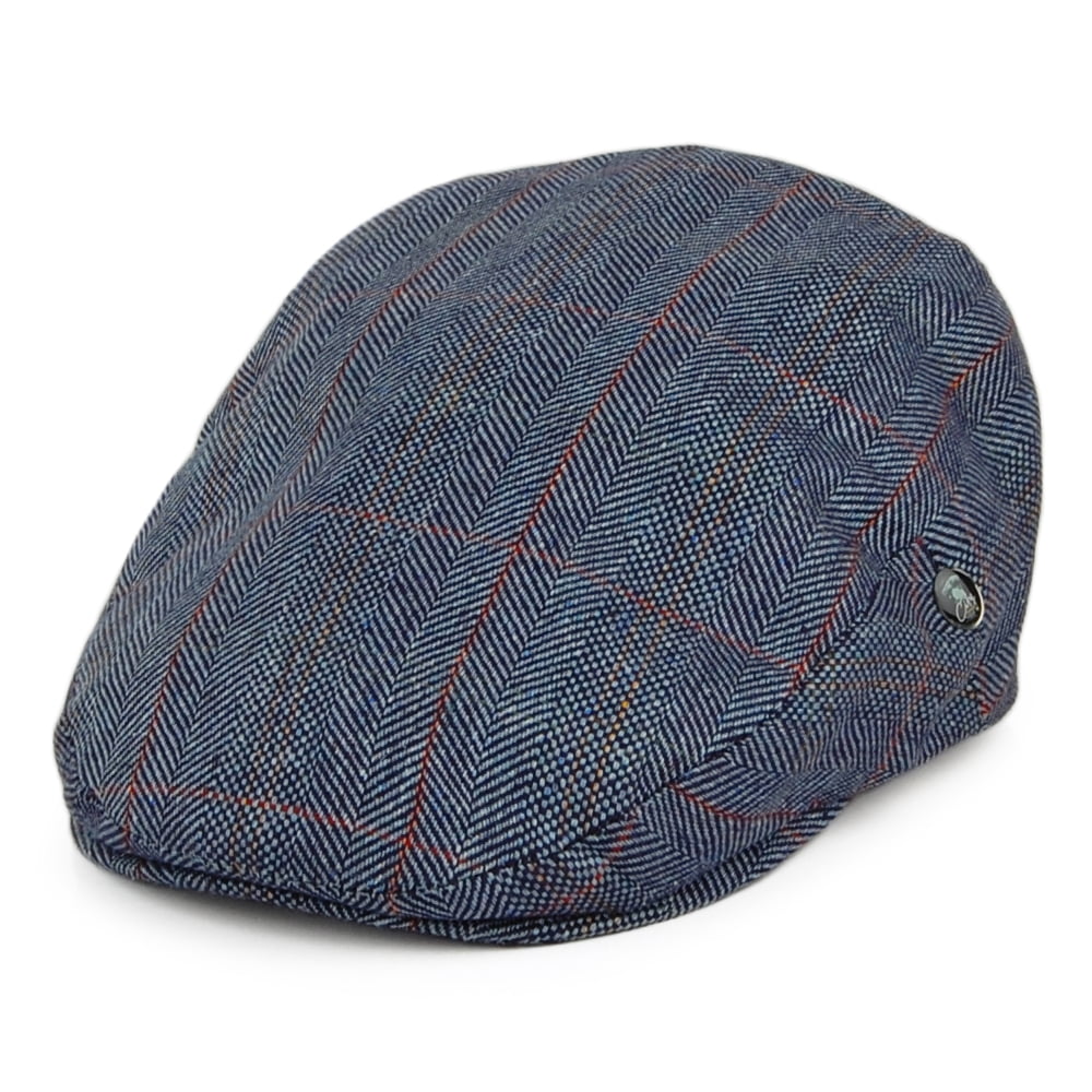 Gorra plana de seda pura a cuadros de City Sport - Azul Marino