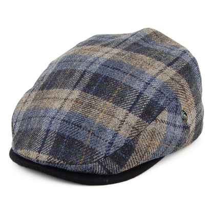Gorra plana de lana y cachemira a cuadros de City Sport - Azul-Verde Musgo