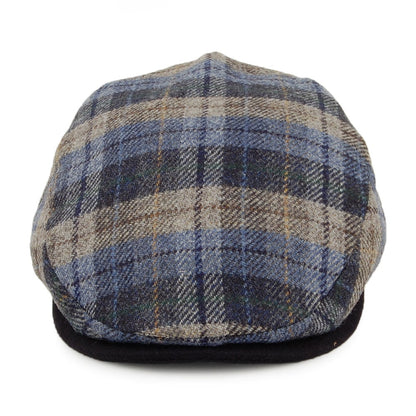 Gorra plana de lana y cachemira a cuadros de City Sport - Azul-Verde Musgo
