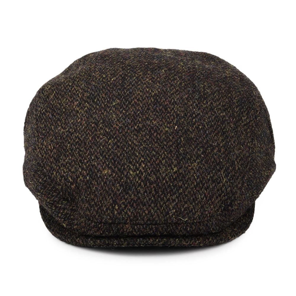 Gorra plana Ferness de HARRIS TWEED de Jaxon & James - Musgo-Marrón