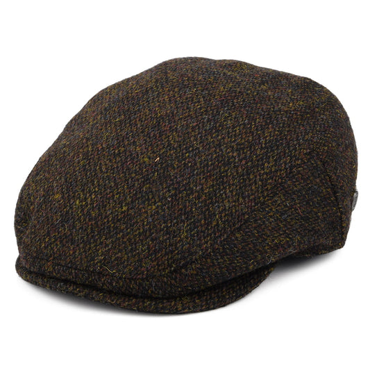 Gorra plana Ferness de HARRIS TWEED de Jaxon & James - Musgo-Marrón