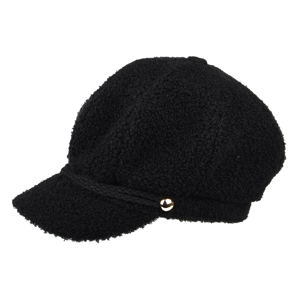 Gorra Baker Boy Lydie de sherpa de imitación de Betmar - Negro