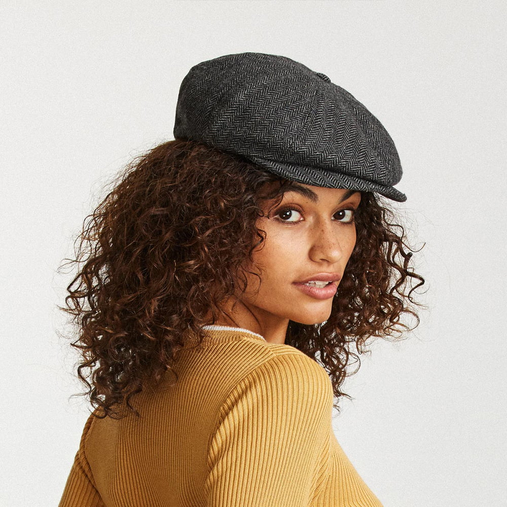 Gorra Newsboy Brood II diseño de espiga de Brixton - Gris-Negro