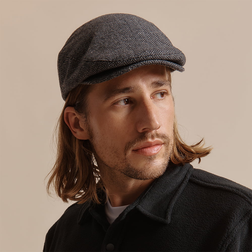 Gorra plana Hooligan II diseño de espiga de Brixton - Gris-Negro