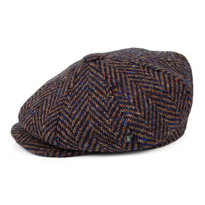 Gorra Newsboy ajuste profundo de Tweed Donegal diseño de espiga de City Sport - Azul-Gris