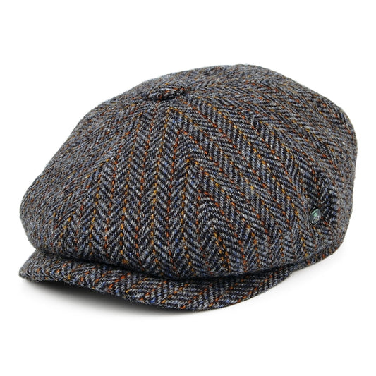 Gorra Newsboy ajuste profundo de HARRIS TWEED diseño de espiga de City Sport - Gris-Bronce