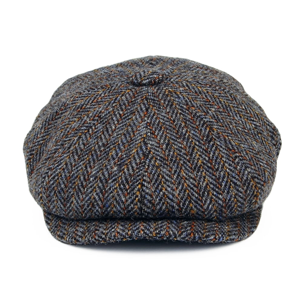 Gorra Newsboy ajuste profundo de HARRIS TWEED diseño de espiga de City Sport - Gris-Bronce
