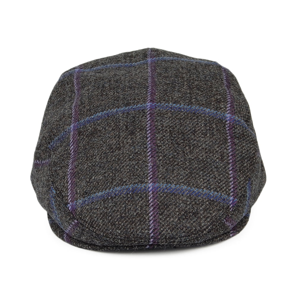 Gorra plana de lana virgen inglesa a cuadros de City Sport - Antracita