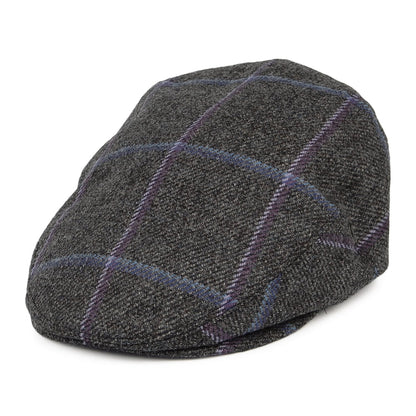 Gorra plana de lana virgen inglesa a cuadros de City Sport - Antracita