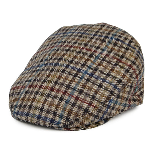 Gorra plana de lana virgen a cuadros de City Sport - Beige Arena-Azul