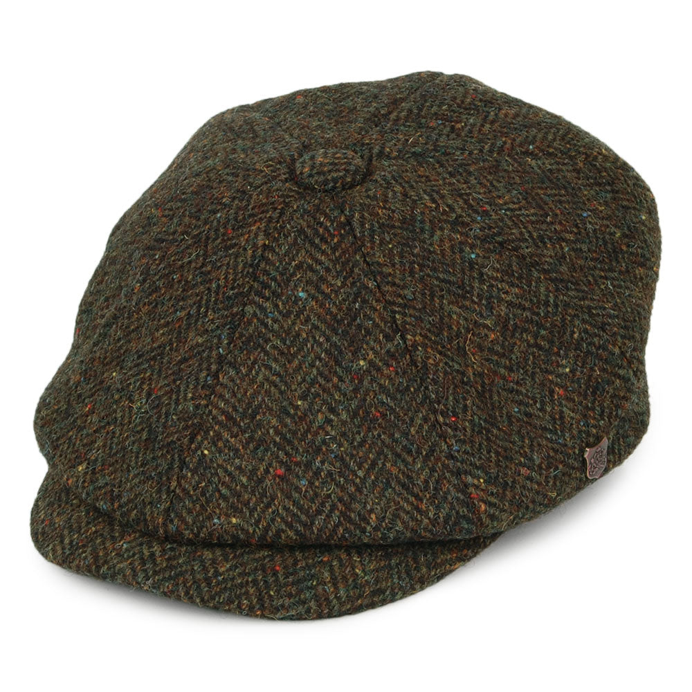 Gorra Newsboy Carloway de HARRIS TWEED de Failsworth - Verde Oliva