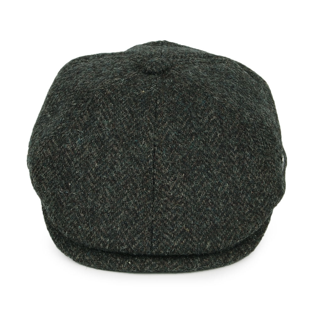 Gorra Newsboy Hudson de HARRIS TWEED diseño de espiga de Failsworth - Verde Oliva