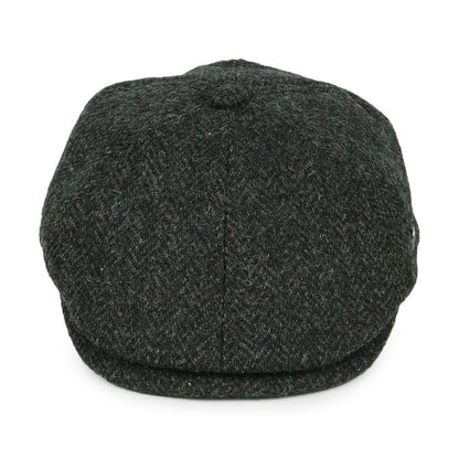 Gorra Newsboy Hudson de HARRIS TWEED diseño de espiga de Failsworth - Verde Oliva