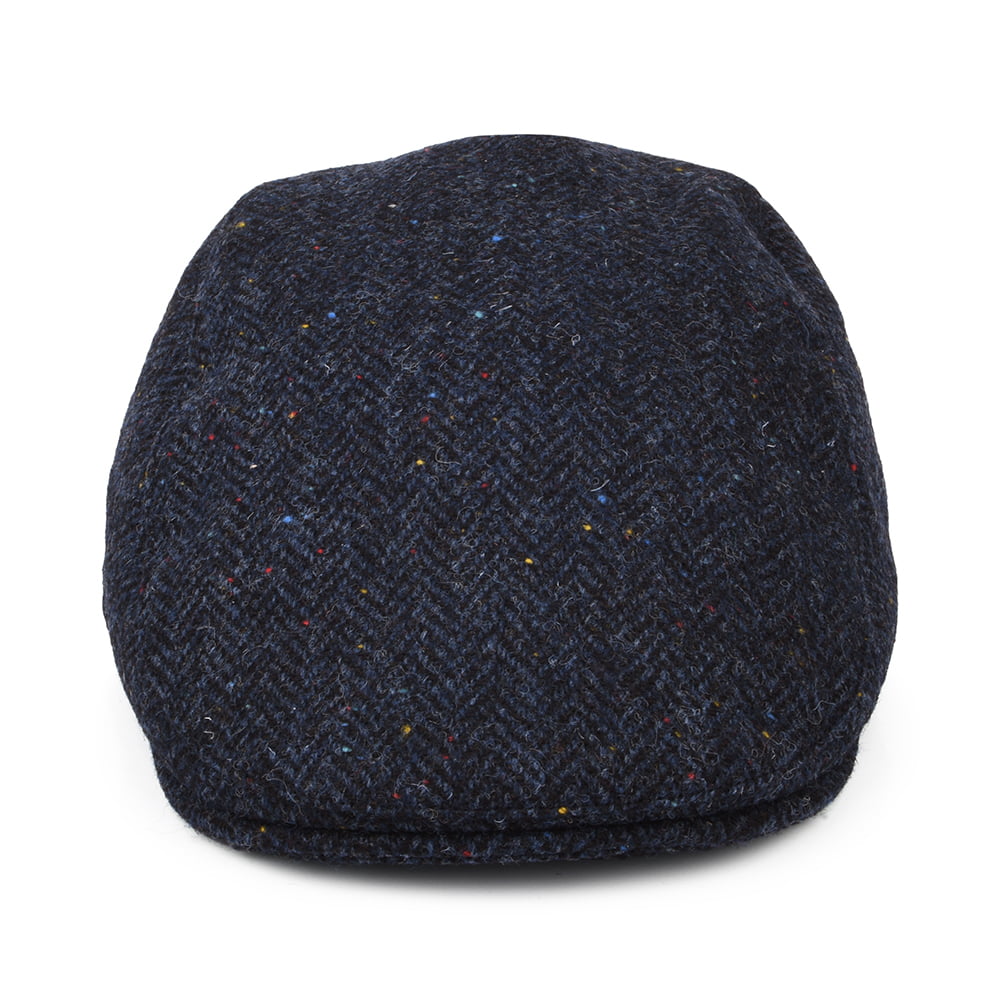 Gorra plana Oban de HARRIS TWEED diseño de espiga con orejeras de Failsworth - Azul Marino