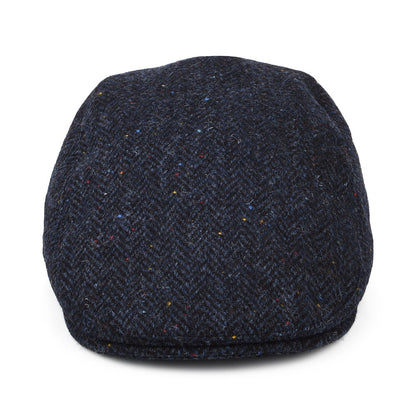 Gorra plana Oban de HARRIS TWEED diseño de espiga con orejeras de Failsworth - Azul Marino